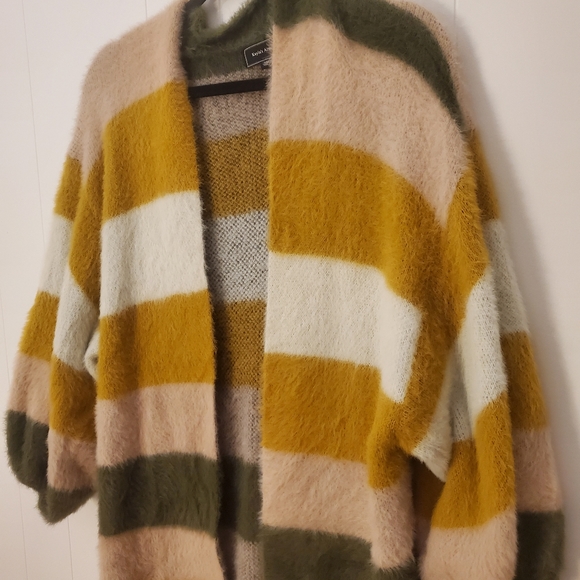 Striped Fuzzy Openfront Cardigan - Picture 2 of 3